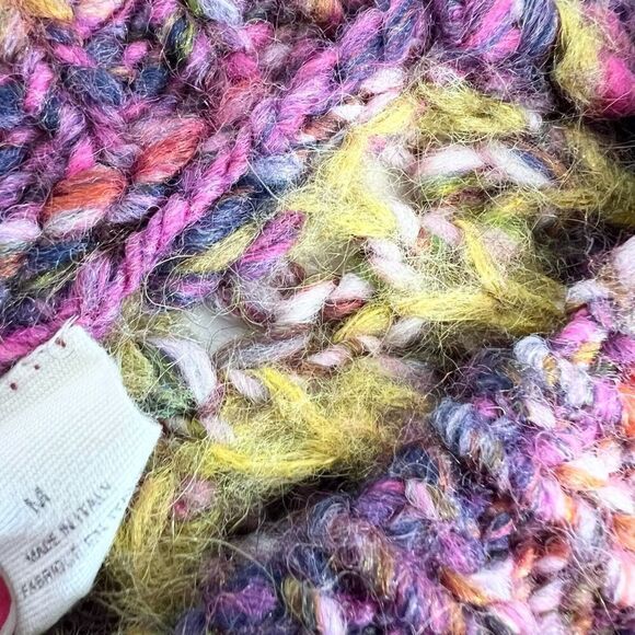 Moth Sweater Womens Medium Wool Mohair Chunky Knit Multicolor Rainbow cabin cozy - Picture 4 of 10